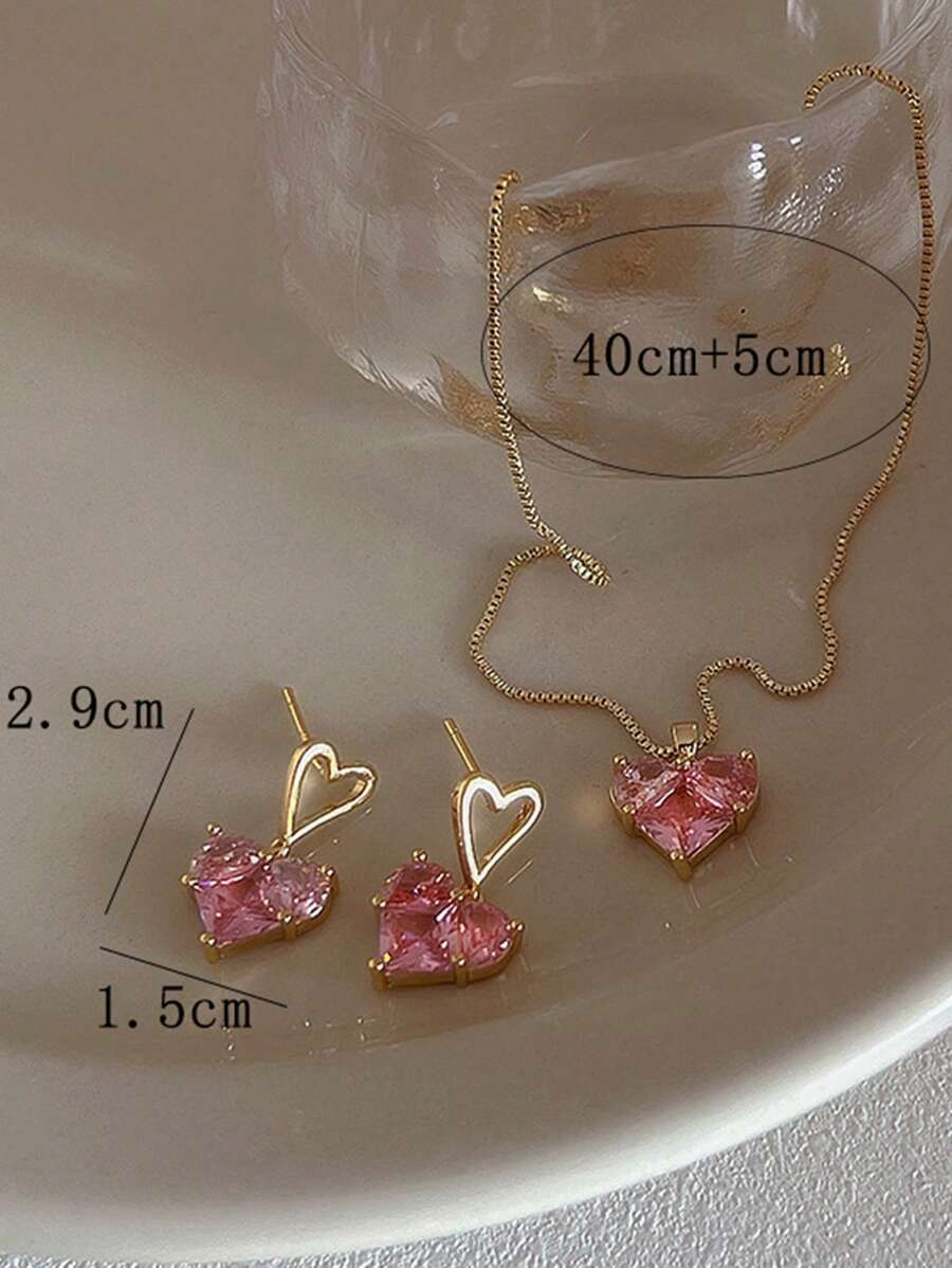 10038 1b-076 Set tres piezas joya con diamante de imitación con accesorio de corazón