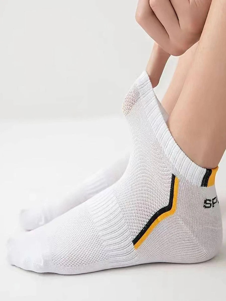 9841 1a-002 Cinco pares Calcetines con estampado de letra transpirable