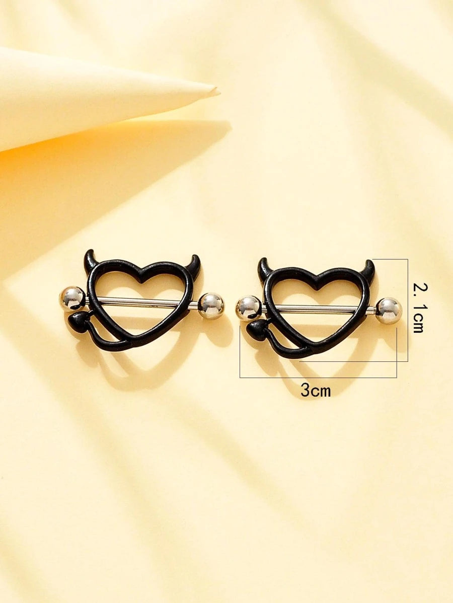 9999 1b-028 Dos piezas Anillo de pezón con adorno de corazón