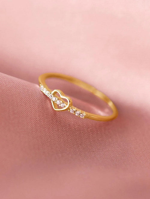 10582 1b-074 Una pieza Anillo abierto Ajustable de moda con diamante de imitación con adorno de corazón