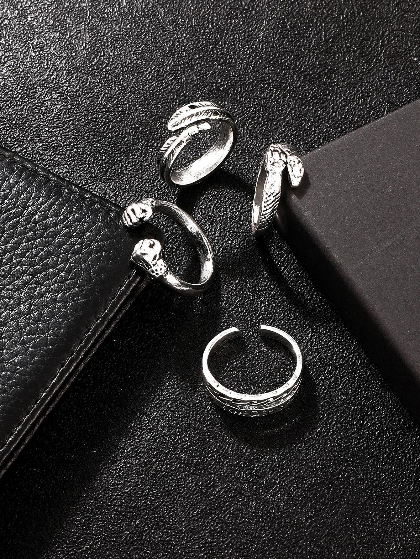 14964 1b-033 Anillo de diseño de serpiente 4 Pzas