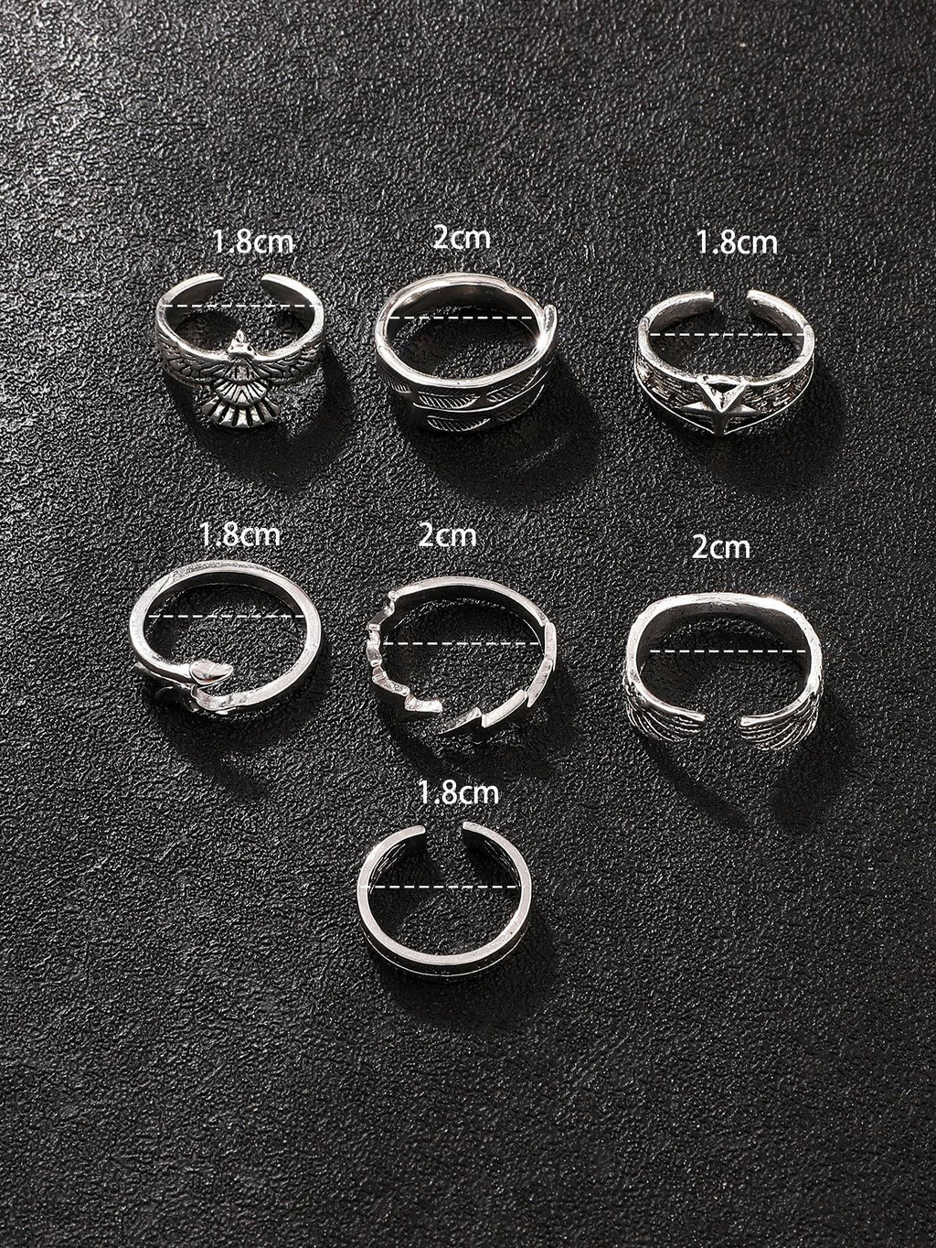 10301 1b-023 Siete piezas anillo de decoración de estrellas y pájaros