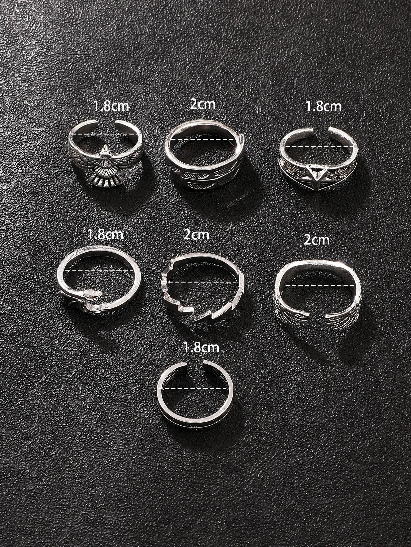 10301 1b-023 Siete piezas anillo de decoración de estrellas y pájaros