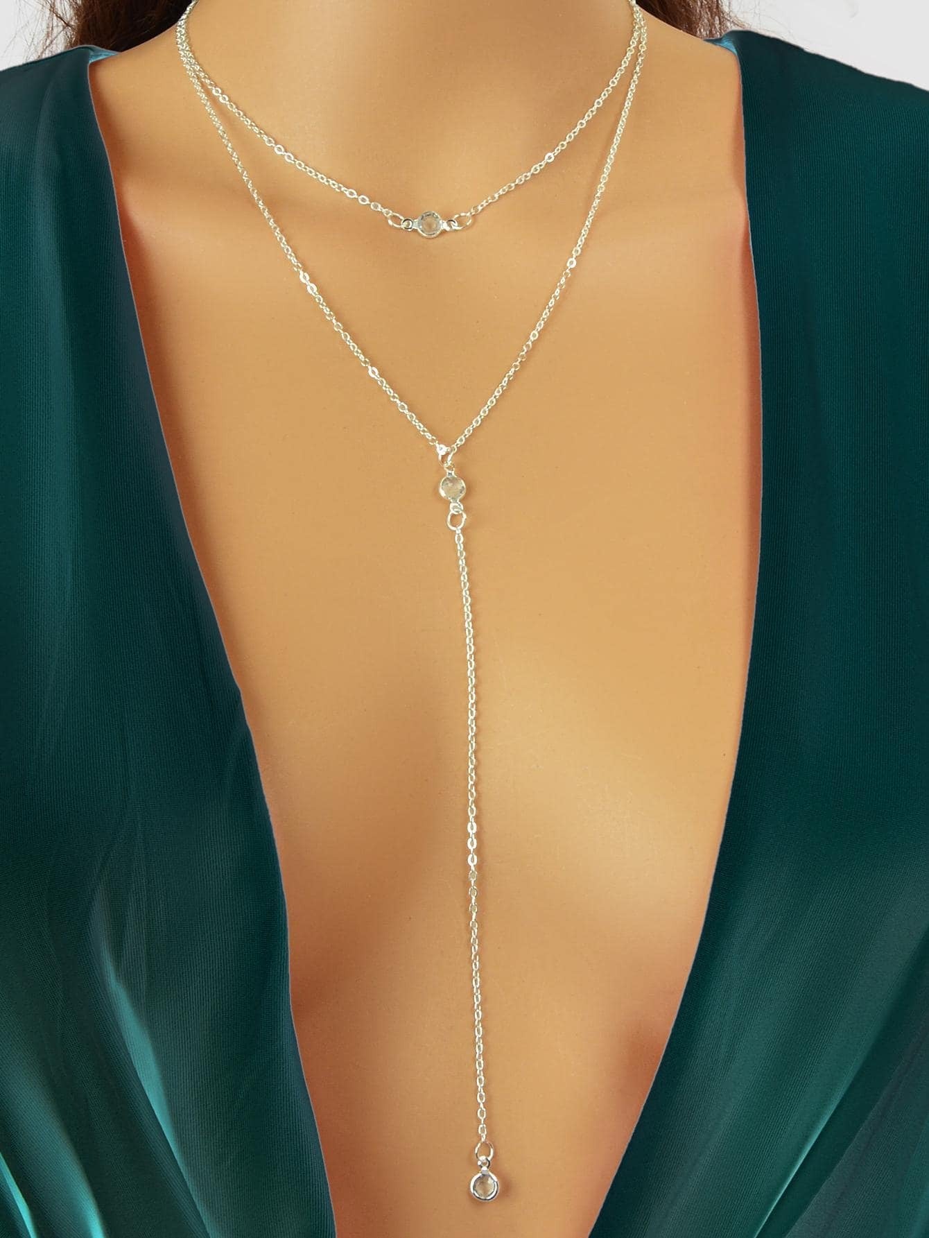 7937 b03-16 Una pieza Collar en Y moda aleación de zinc con diseño de gota de agua a capas para mujeres para decoración diaria