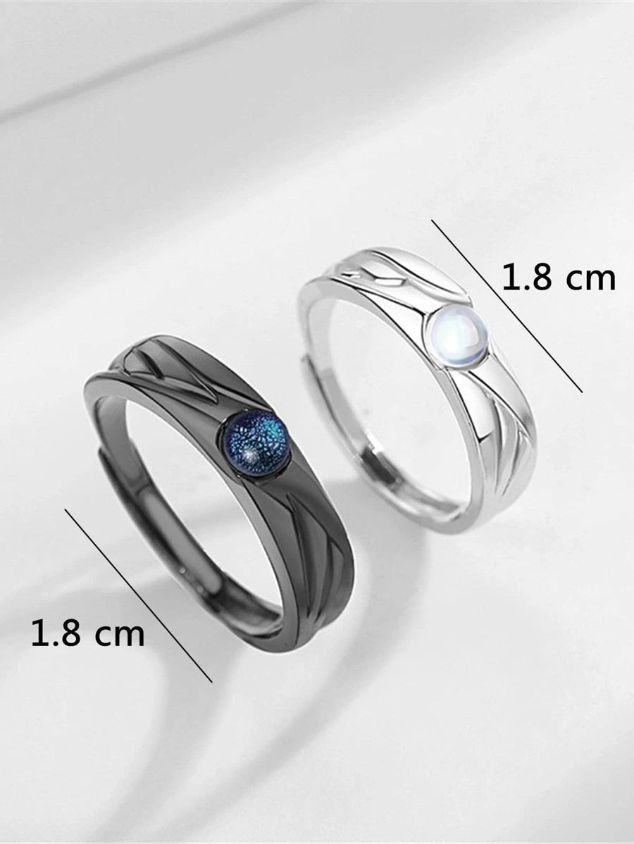 10765 1b-003 Anillo pareja con diseño de diamante de imitación 2 Pzas