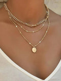 7942 1b-076 Collar de cadena a capas con diseño de disco