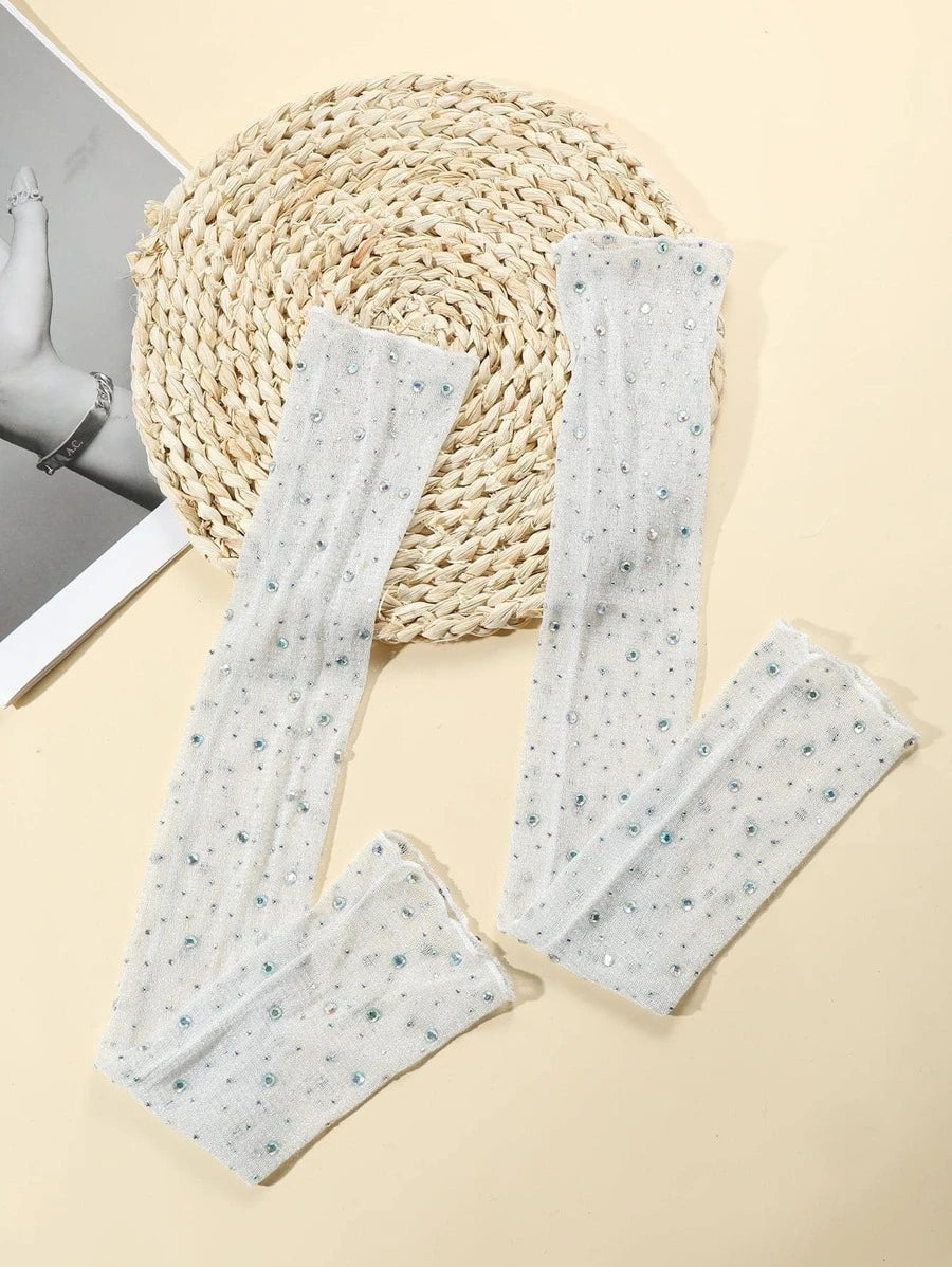 9329 1a-002 Un par Mangas de brazo con diseño de diamante de imitación moda para vida diaria