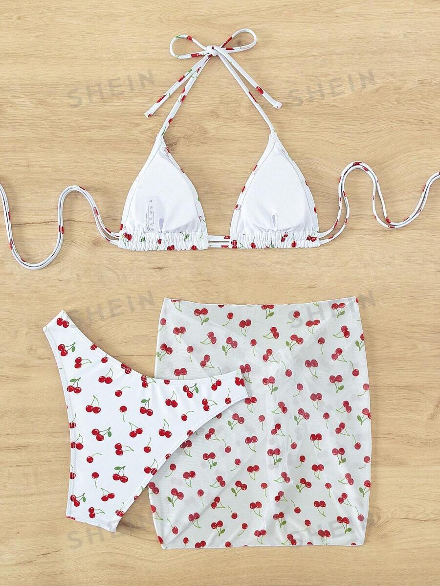 19246 1a-001 Bañador bikini diseño cereza 3 Pzas