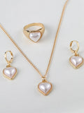 9837 b01-35 Cuatro piezas/set Set joya con perla artificial con adorno de corazón