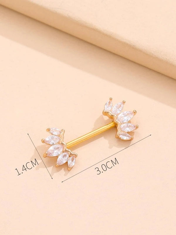 6549 1b-063 Una pieza Tachuela de pezón miedoso zirconia cúbica adorno para mujeres para decoración diaria