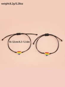 10896 1b-01-13 conjunto dos piezas Pulsera de arcoíris con adorno de corazón