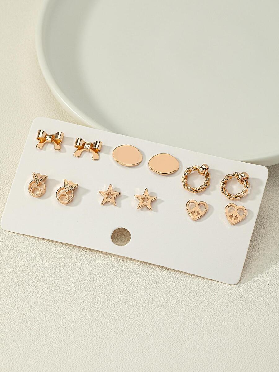 11358 1b-074 6 Pares/set Pendientes De Estilo Ins