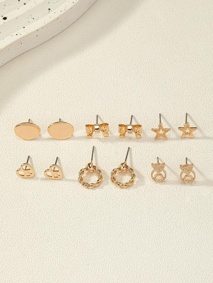11358 1b-074 6 Pares/set Pendientes De Estilo Ins