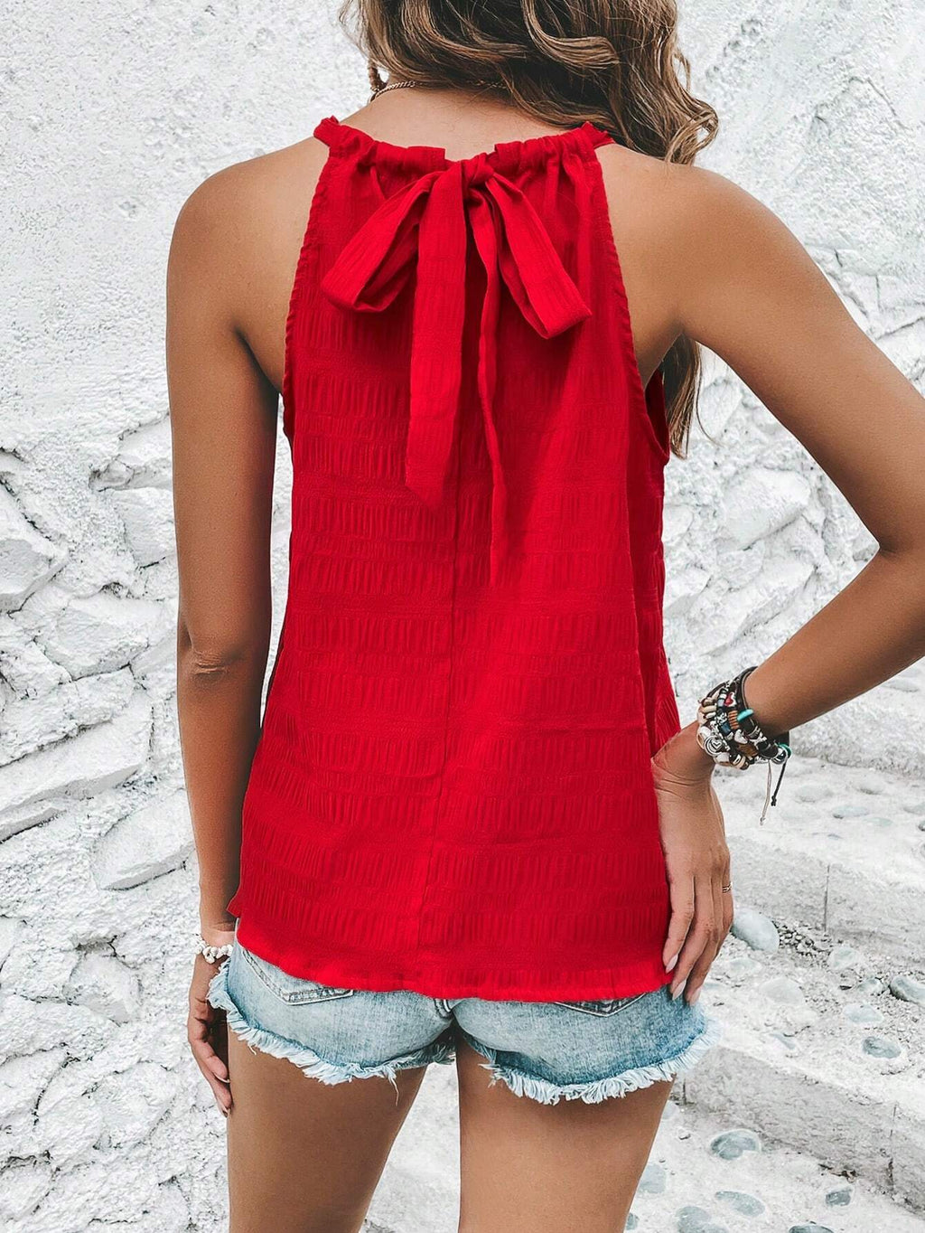 17415 1t-007 Blusa unicolor con cordón trasero 1 Pza