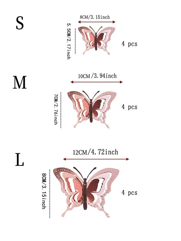 8136 1b-076 Doce piezas Pegatina de mariposa con abertura