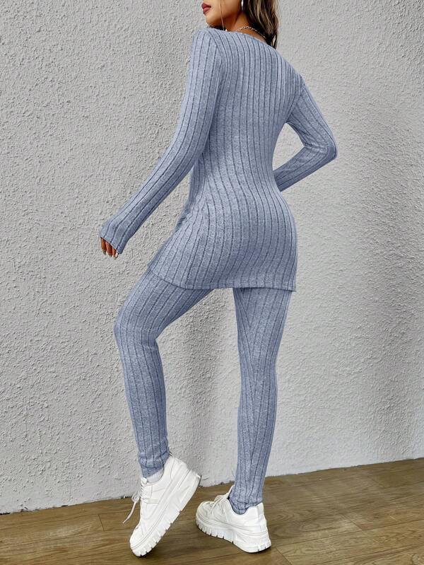 6932 1t-007 Set 2 piezas Essnce Leggings con camiseta bajo con abertura