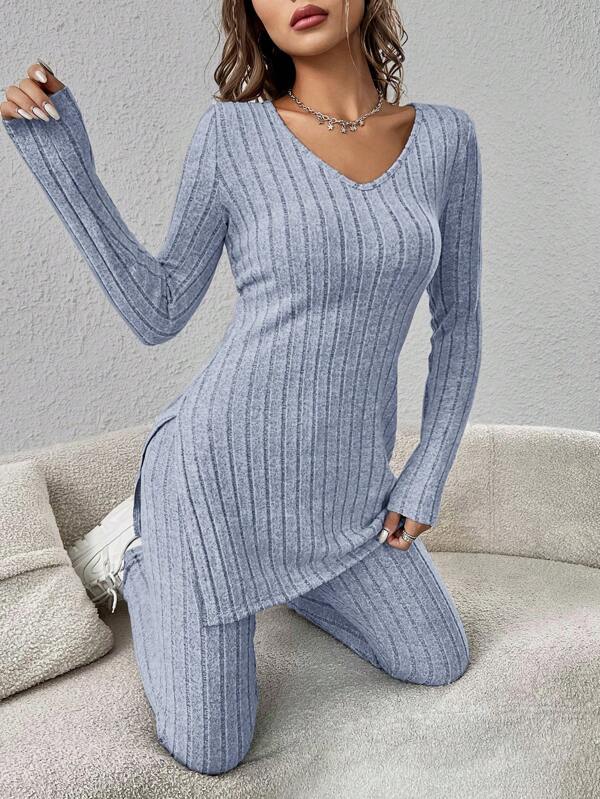 6932 1t-007 Set 2 piezas Essnce Leggings con camiseta bajo con abertura