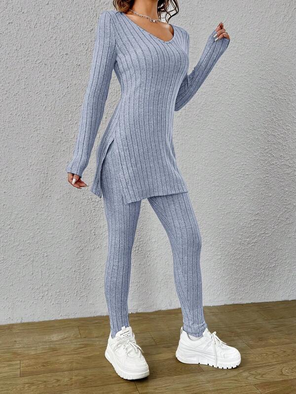 6932 1t-007 Set 2 piezas Essnce Leggings con camiseta bajo con abertura