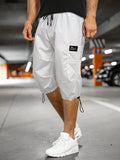 6551 1t-012 Hombres Pantalones capris con diseño de parche de letra bajo con cordón
