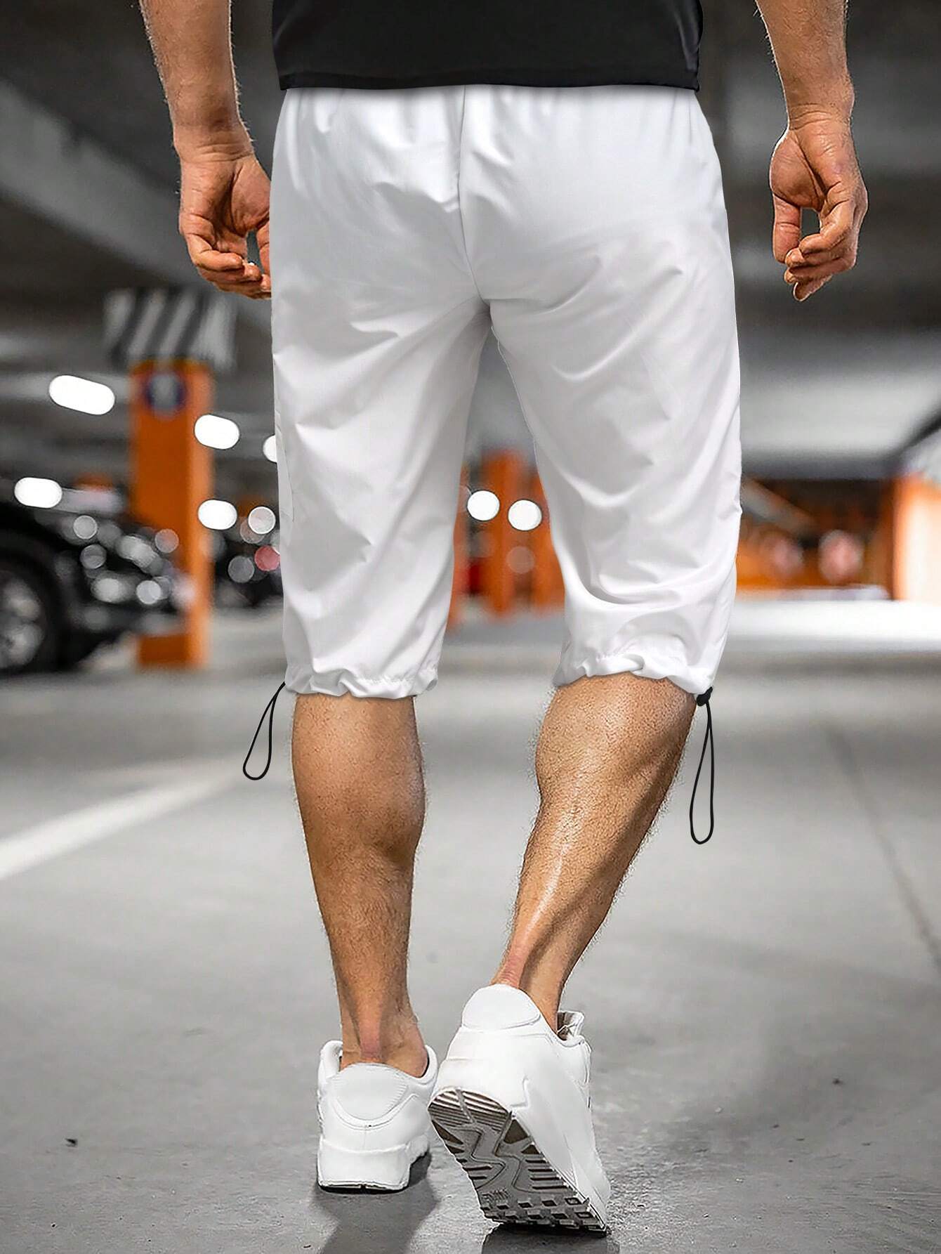 6551 1t-012 Hombres Pantalones capris con diseño de parche de letra bajo con cordón