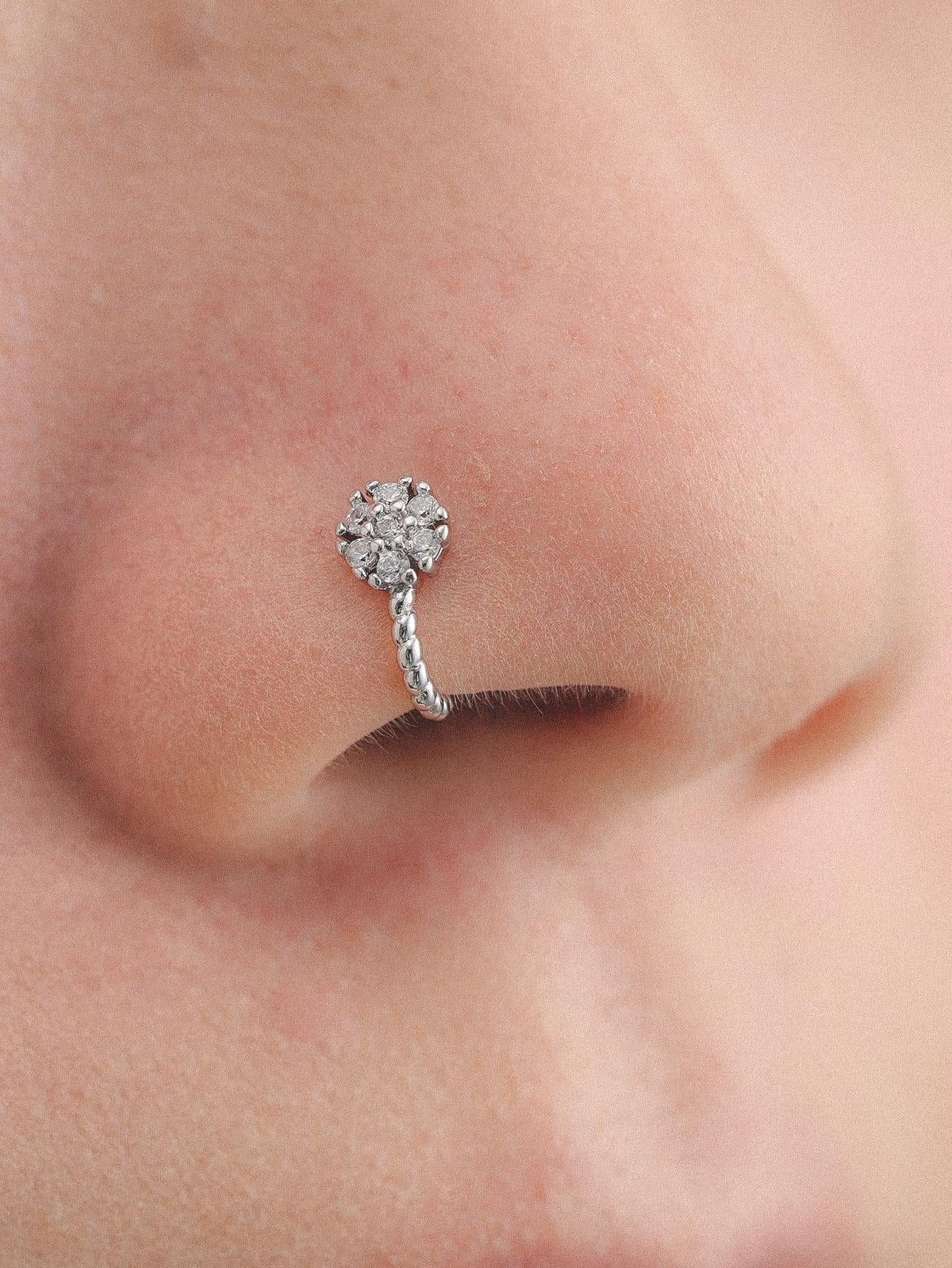 5869 b01-12 Cuff de nariz adorno zirconia cúbica