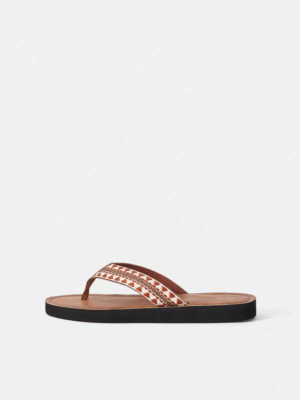 7876 a11-03 Chanclas para con diseño bordado de dedo diseño Zapatillas