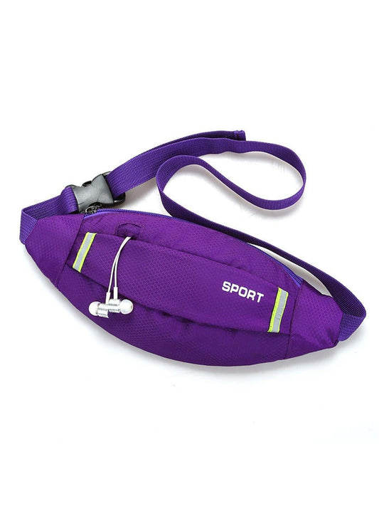 3770 1a-023 Bolso para correr con estampado de letra ojal de auriculares detalle exterior