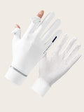 6362 a08-10 Un par Guantes de ciclismo anti deslizante con estampado de letra acrílico protección solar