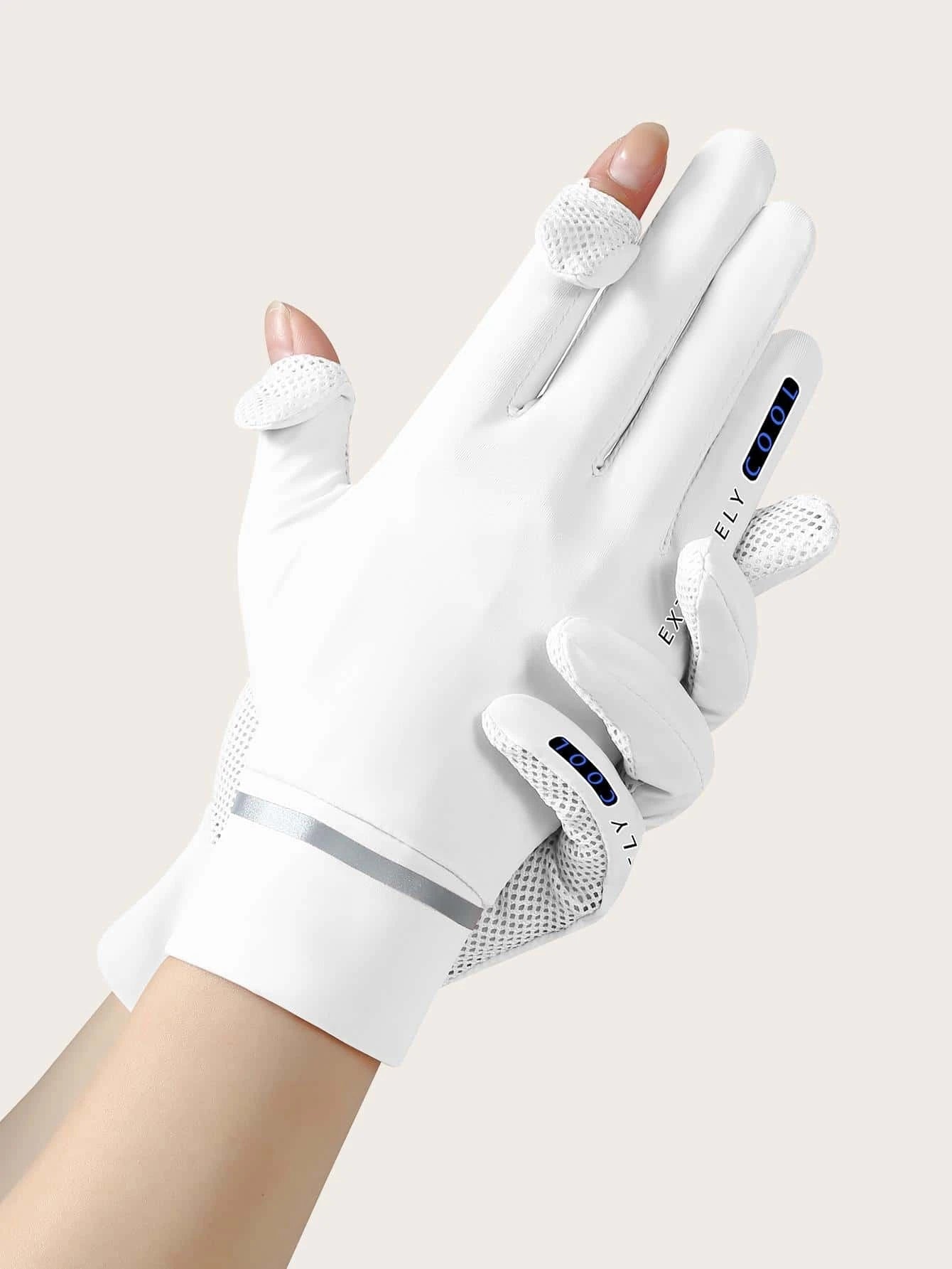 6362 a08-10 Un par Guantes de ciclismo anti deslizante con estampado de letra acrílico protección solar