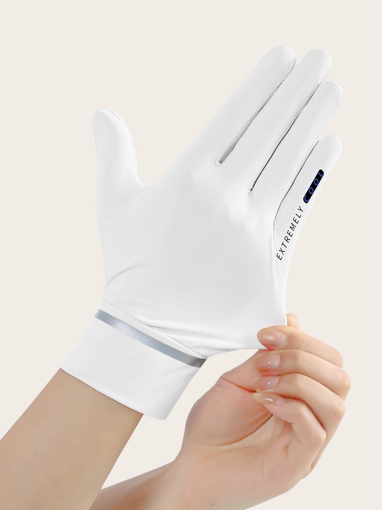 6362 a08-10 Un par Guantes de ciclismo anti deslizante con estampado de letra acrílico protección solar