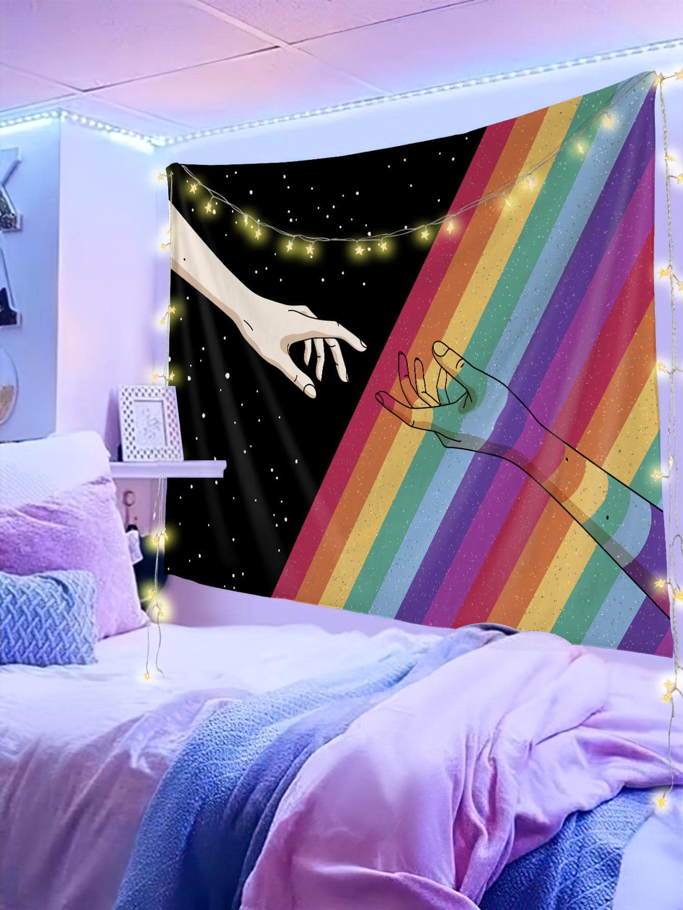 4507 1a-117 Tapiz mano & con patrón de rayas de arcoíris