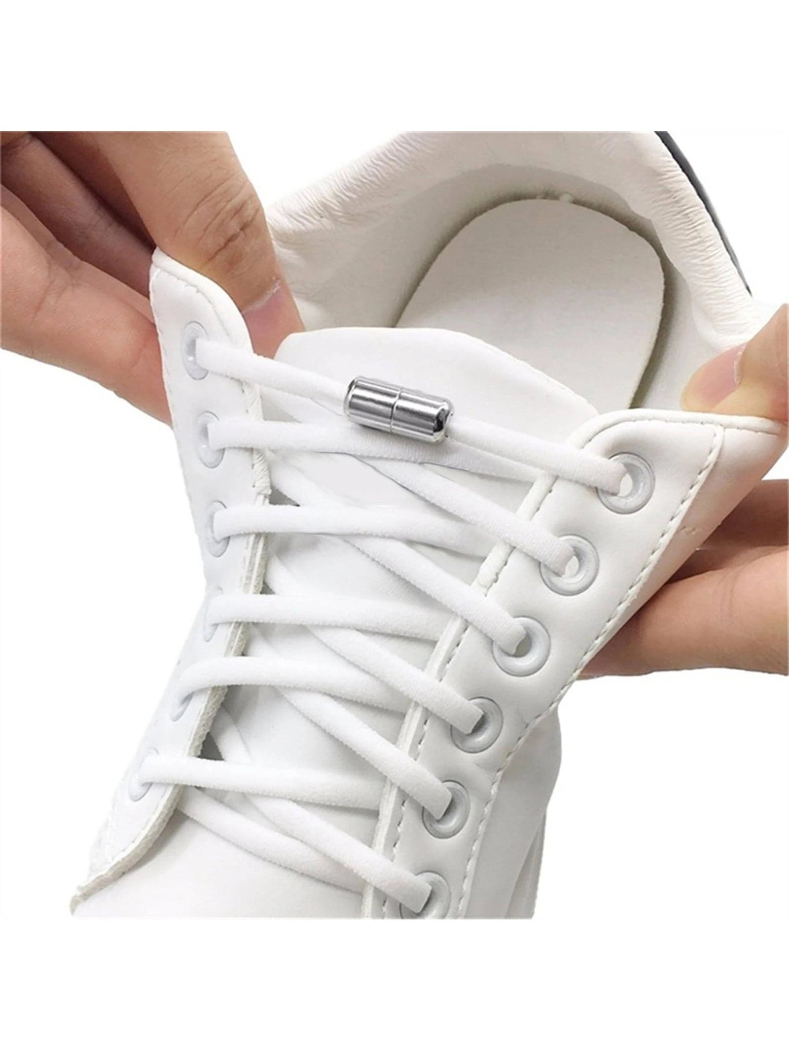 7301 b01-17 Dos piezas blanco Cordones sin atar con moderno Cordones sin atar para Zapatillas deportivas