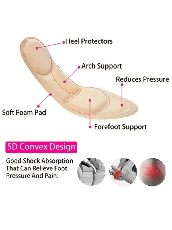 7308 a08-09 Plantillas De Soporte De Arco De Esponja 5d Para Comodidad Transpirable Y Alivio Del Dolor En Tacones Altos Y Masajeando El Arco Del Pie Plano Aliviando El Dolor De Arco