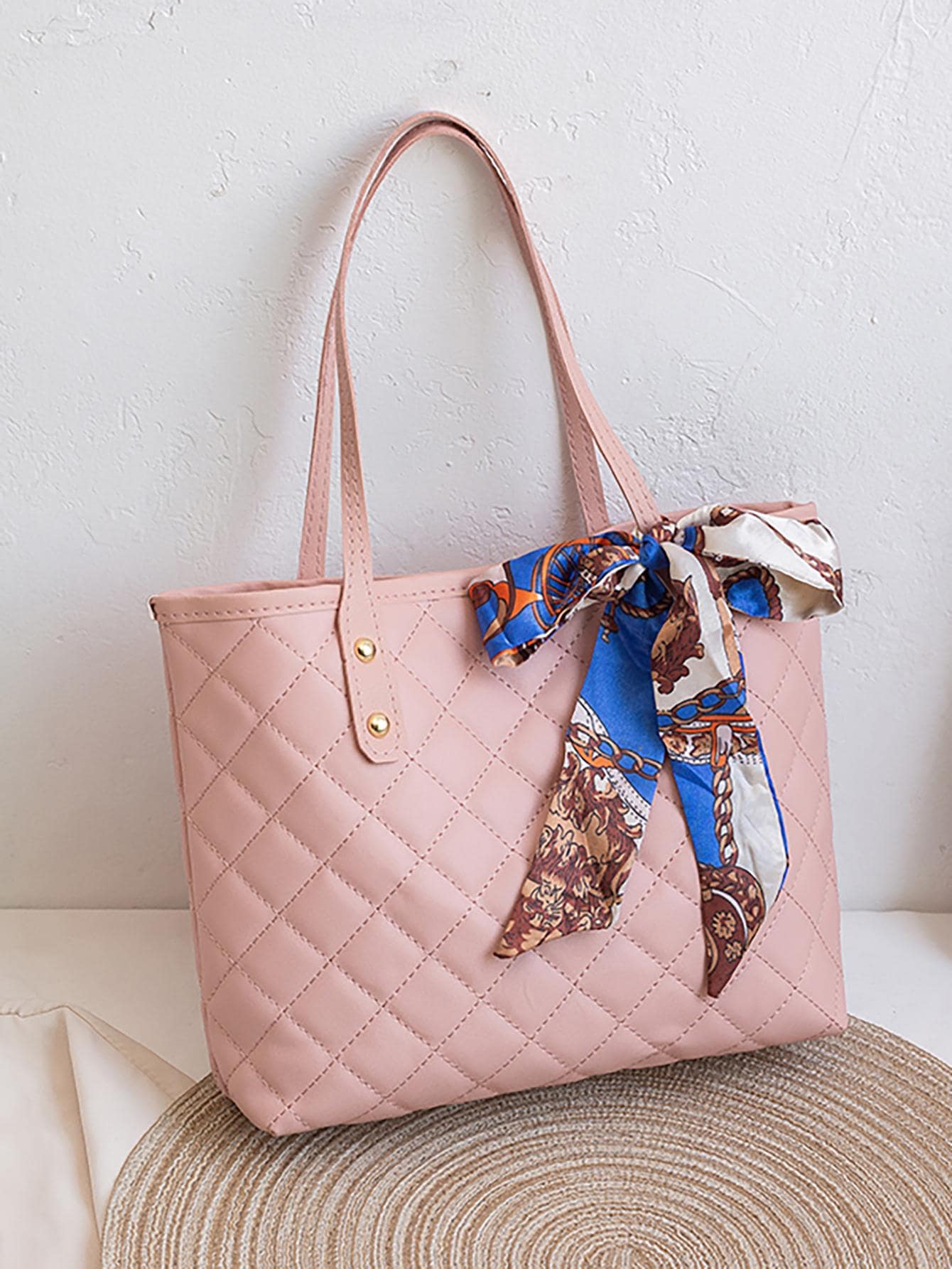 5840 a11-01 guateado moda lazo decorado Bolsa cuadrada con doble Manejas