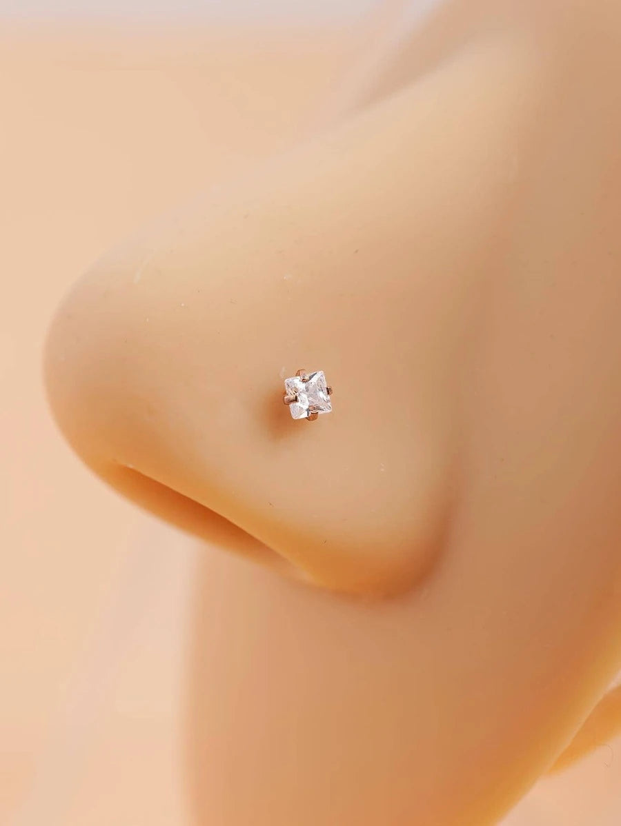 16297 1b-052 4 piezas Aro para la nariz adorno zirconia cúbica