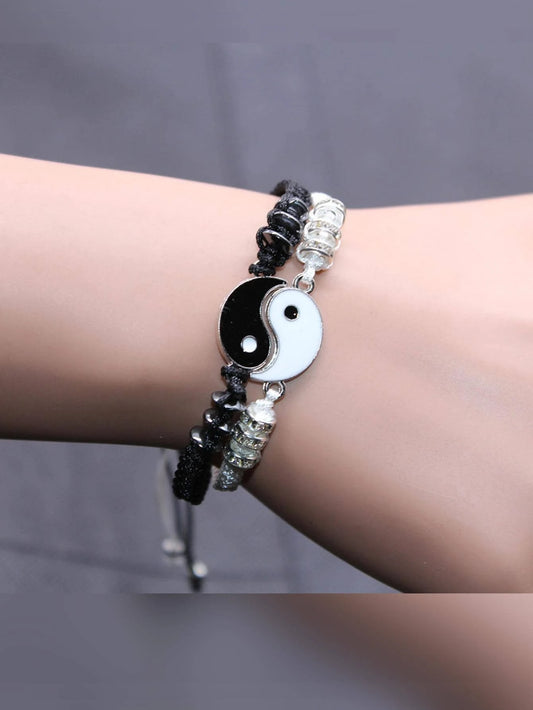 9598 1b-01-31 Dos piezas/set de pulsera con cuentas decorativas Yin & Yang para parejas