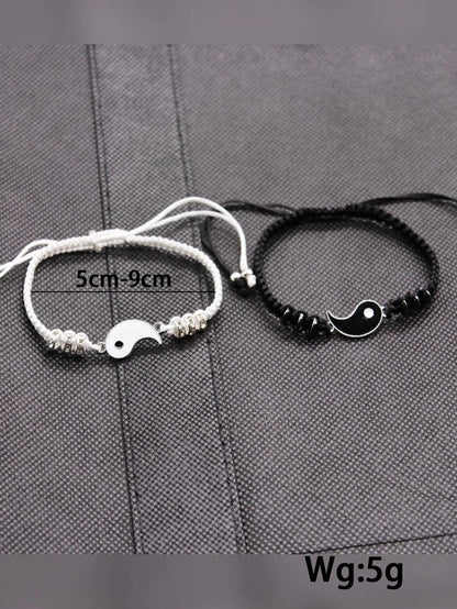 9598 1b-01-31 Dos piezas/set de pulsera con cuentas decorativas Yin & Yang para parejas