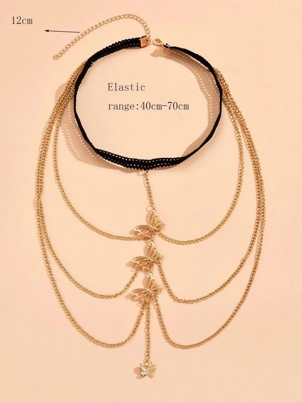 6599 a10-13 Cadena de muslo sexy aleación de zinc con diseño de mariposa para mujeres para verano fiesta playa