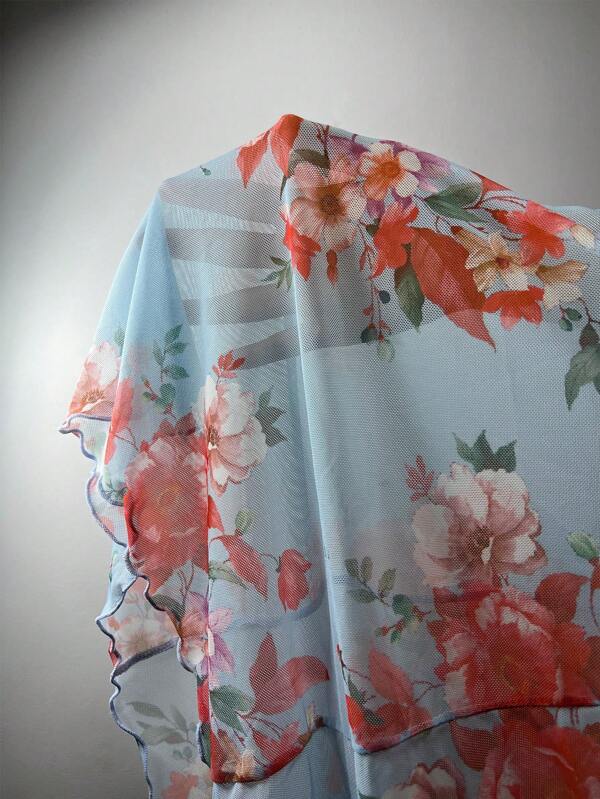 5221 1t-007 Vestido de dormir de tirantes con estampado floral de muslo con aberturab