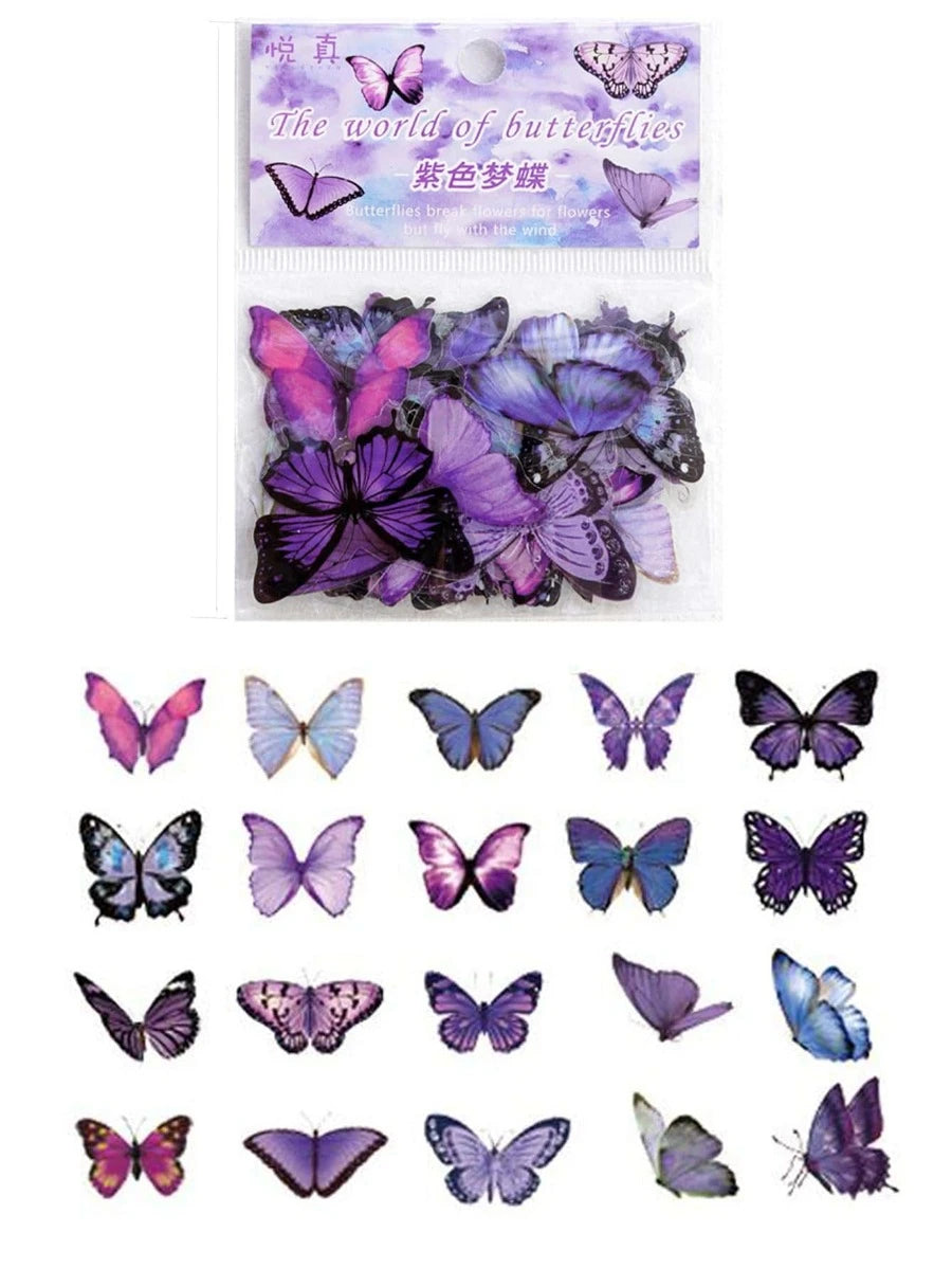 11753 A05-02 1 Set De 40 Piezas De Pegatinas Vintage De Estilo De Serie Mariposas