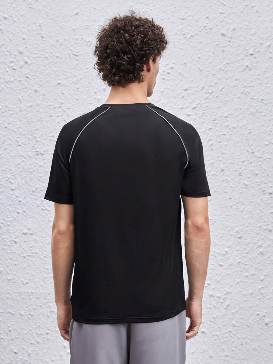 6908 a06-03 Una pieza Camiseta unisex con estampado de letra de manga raglán