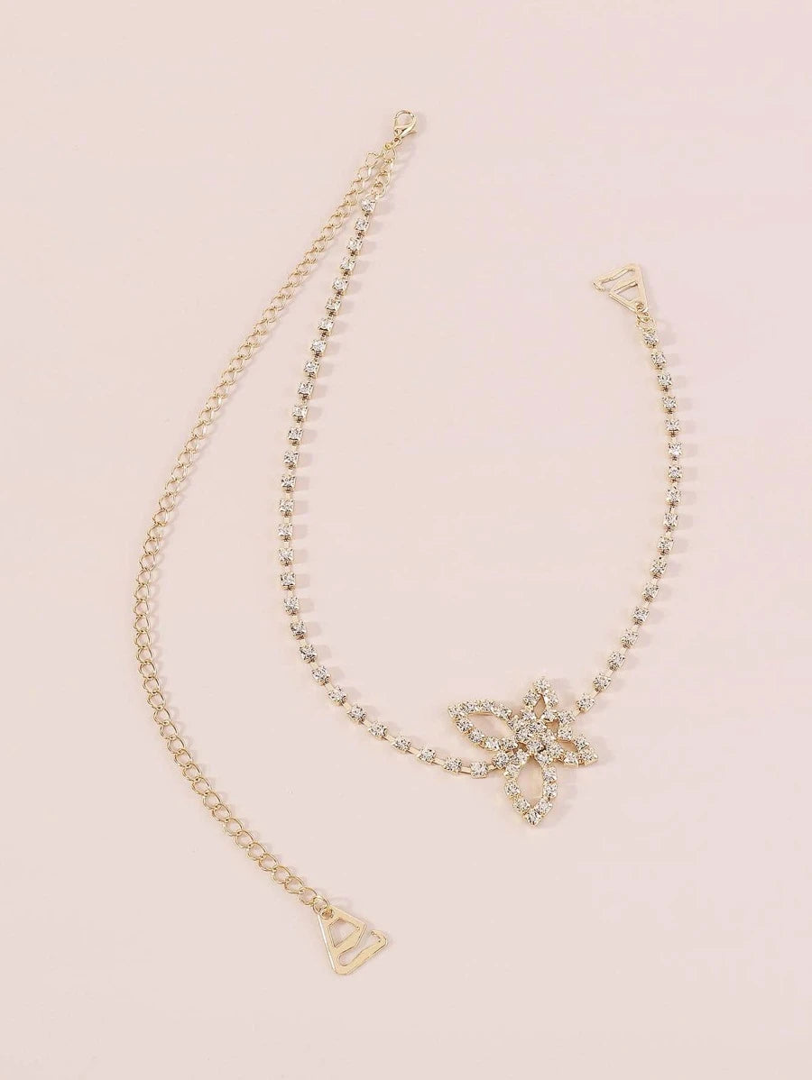 15160 1b-019 Cadena para cuerpo con diamante de imitación con diseño de mariposa