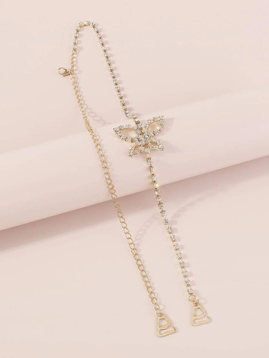 15160 1b-019 Cadena para cuerpo con diamante de imitación con diseño de mariposa