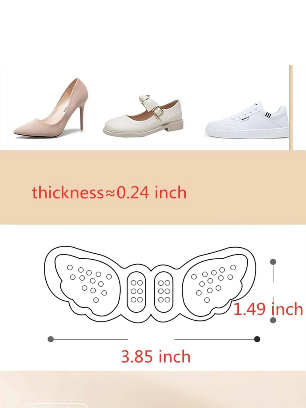 6111 1b-02-23 Tres par/paquete de almohadillas para el talón con función antideslizante y antirozaduras