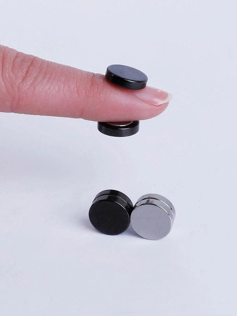 11340 1b-074 2 piezas Punk de acero inoxidable para hombres imán Clip para oreja conjunto de pernos pendientes sin perforación regalo de joyería