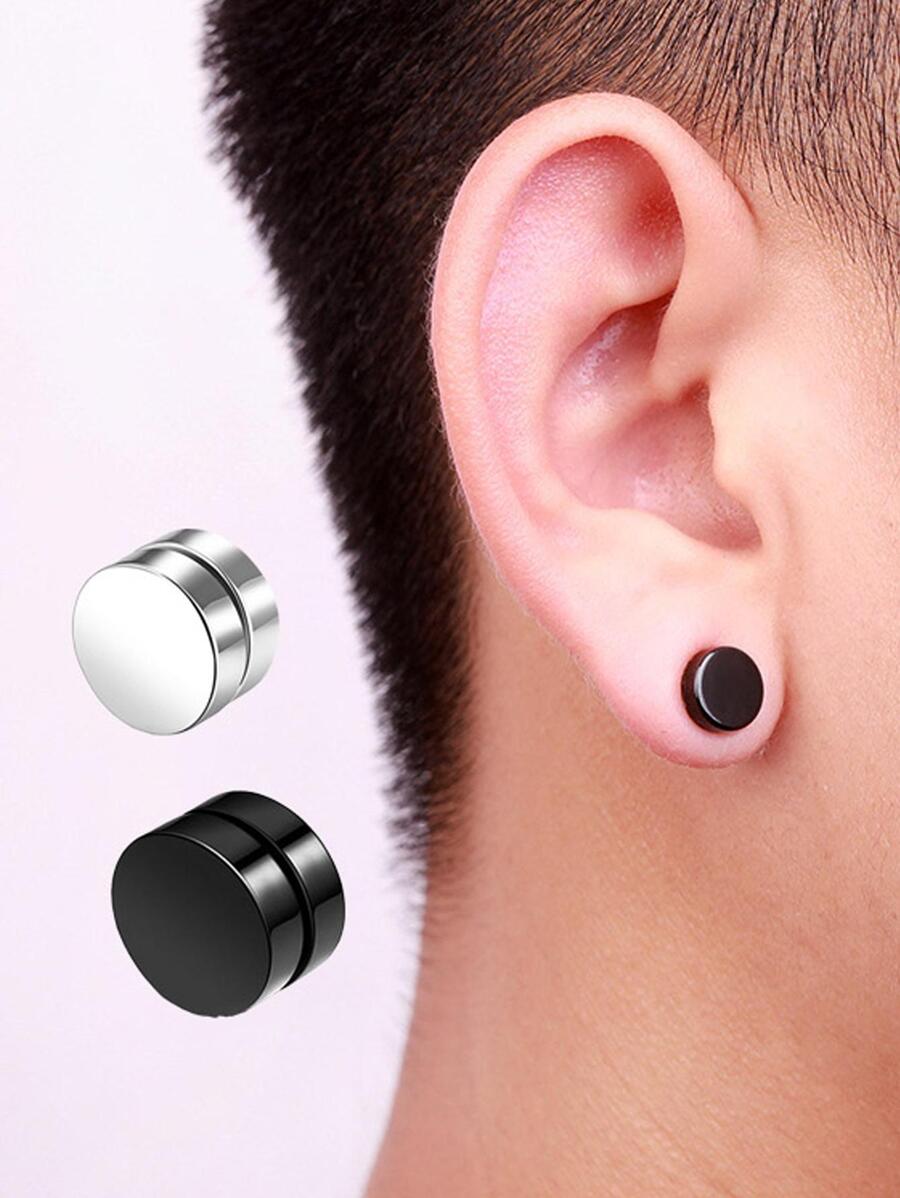 11340 1b-074 2 piezas Punk de acero inoxidable para hombres imán Clip para oreja conjunto de pernos pendientes sin perforación regalo de joyería