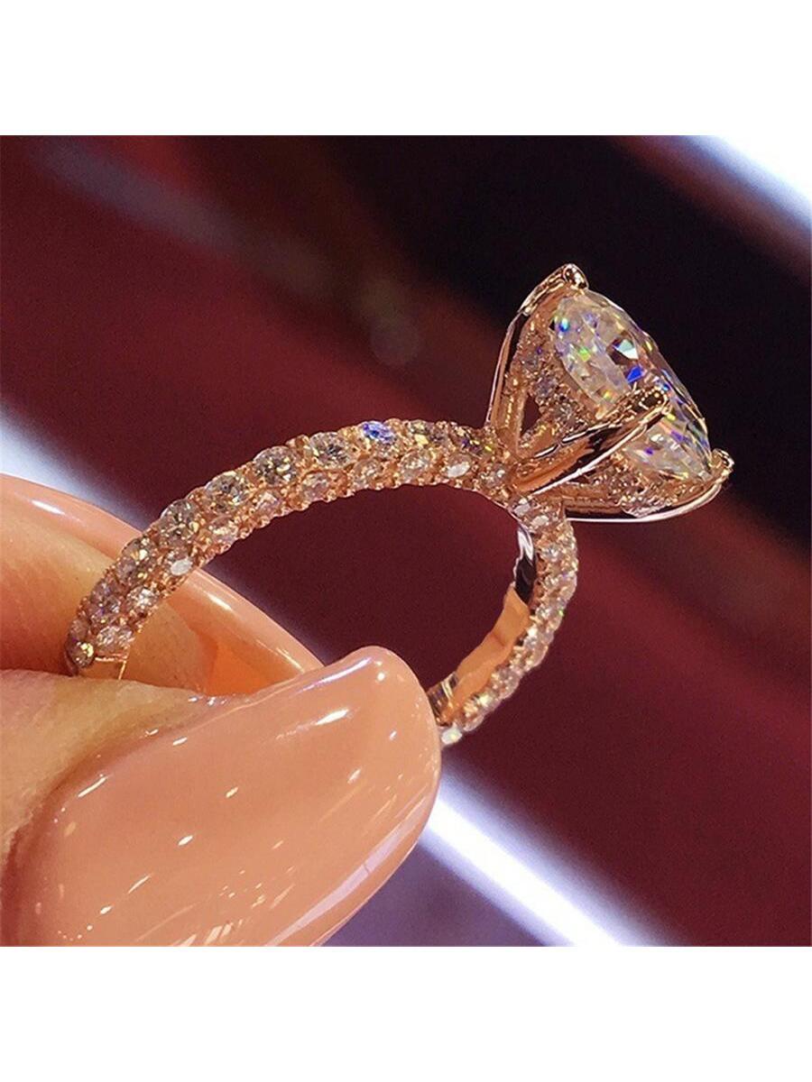 7361 1b-074 Una pieza Anillo lujo aleación de zinc zirconia cúbica adorno para mujeres para fiesta