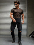 7592 a07-10 Camiseta unicolor de malla transparente