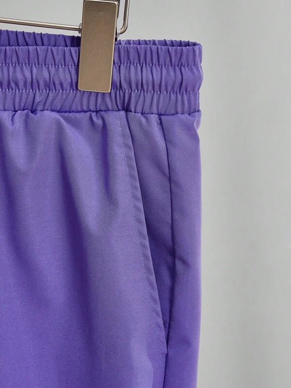 6990 a10-12 Shorts con camiseta con slogan & con estampado de árbol