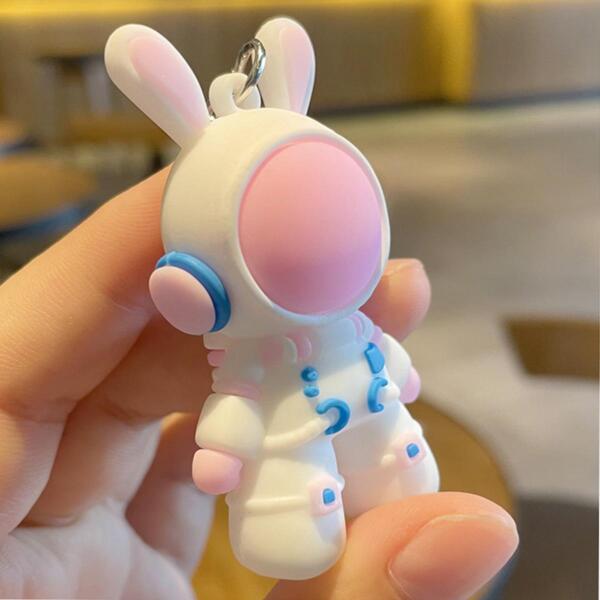 7283 1b-016 Dos piezas Llavero de moda Kawaii Conejo Astronauta